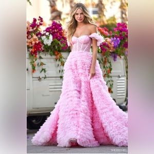 Sherri Hill Couture Pink Ruffle Gown, Size 2, Style 54906